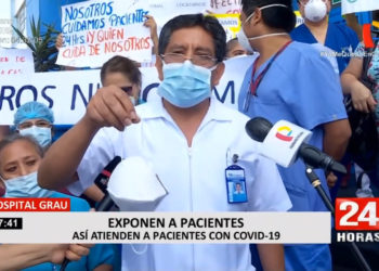 Panamericana TV en el Plantón realizado en el Hospital Grau