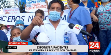 Panamericana TV en el Plantón realizado en el Hospital Grau